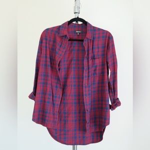 Madewell XS Plaid Red and White Flannel